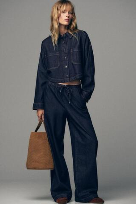 ZARA ДЖИНСЫ-ДЖОГГЕРЫ Z1975 WIDE LEG, СИНИЙ