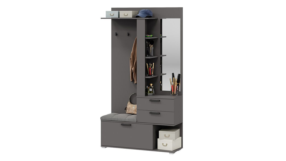 Прихожая с зеркалом комплект мебели Белый Ясень 164х36х200 см