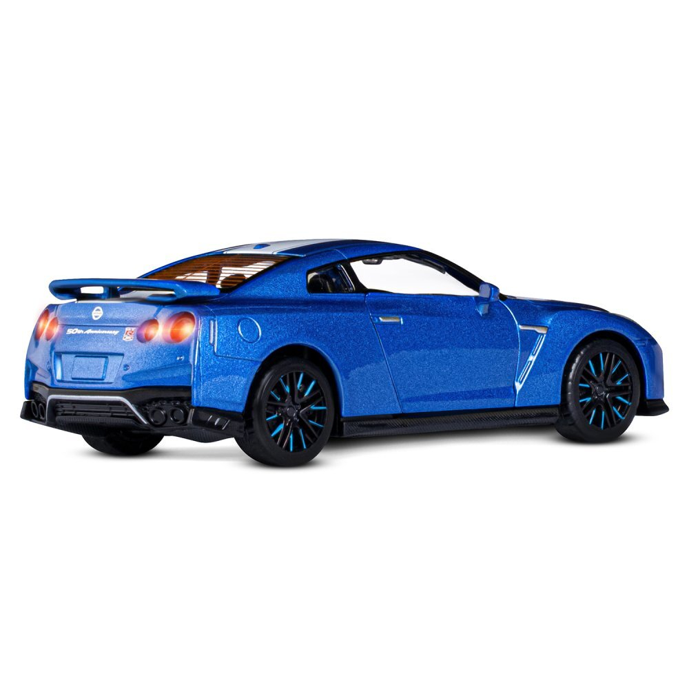 Модель 1:32 Nissan GT-R (R35), синий, откр. двери, свет, звук, инерция