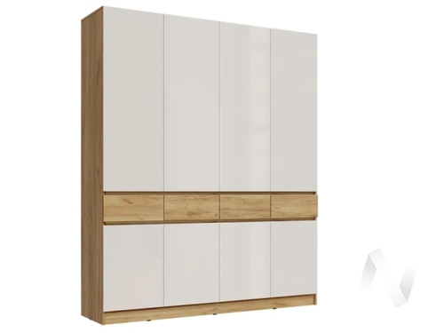 Шкаф 4-х ств МС Роджина (дуб крафт/белый глянец)