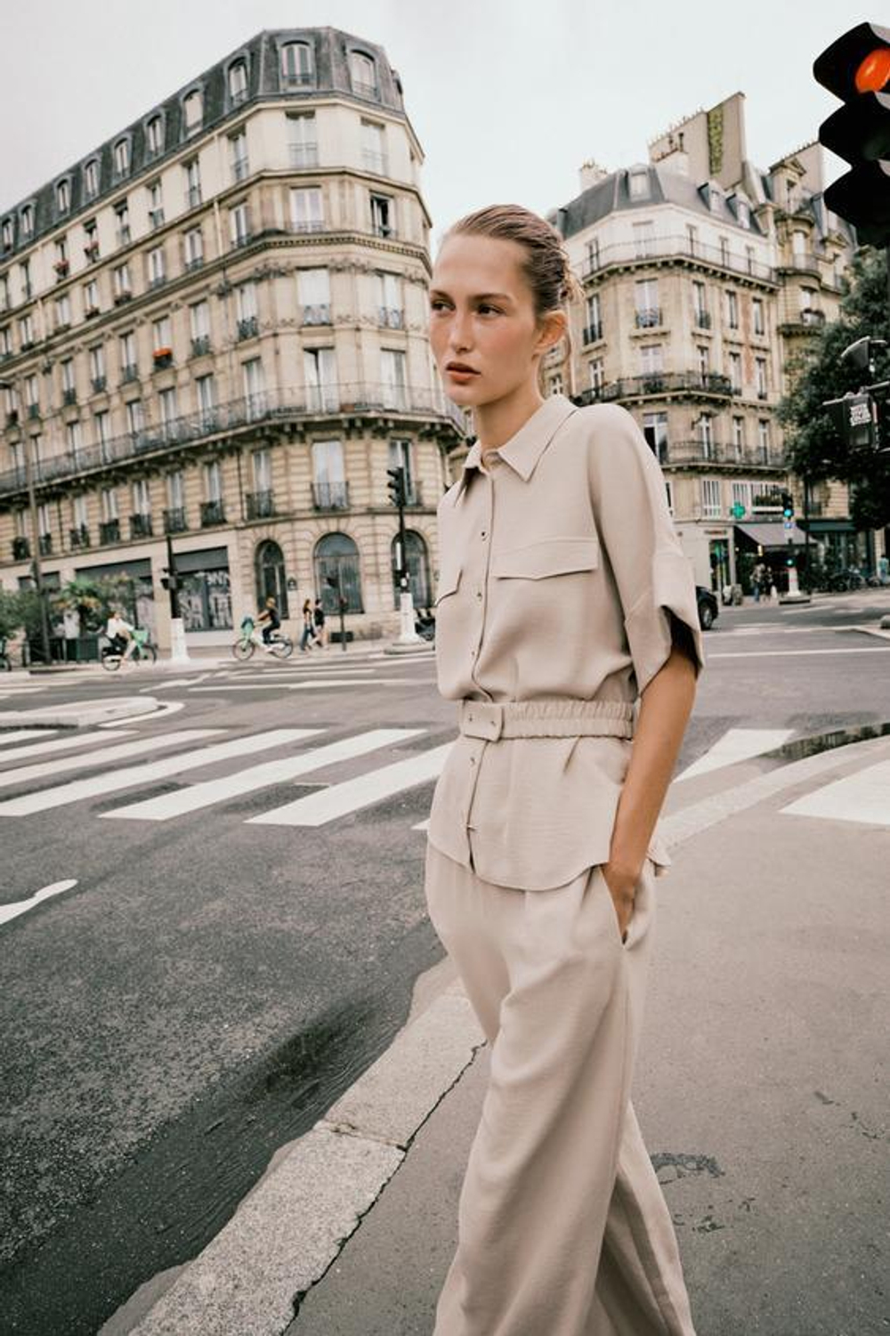 ZARA ШИРОКИЕ БРЮКИ, ПЕСОЧНЫЙ