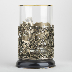 Подстаканник "Охота на уток" в футляре с ложечкой