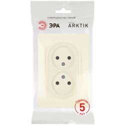Розетка ЭРА Arktik 16-2107-02 без заземления двойная 2X2P 16А-250В слоновая кость | Эра Arktik