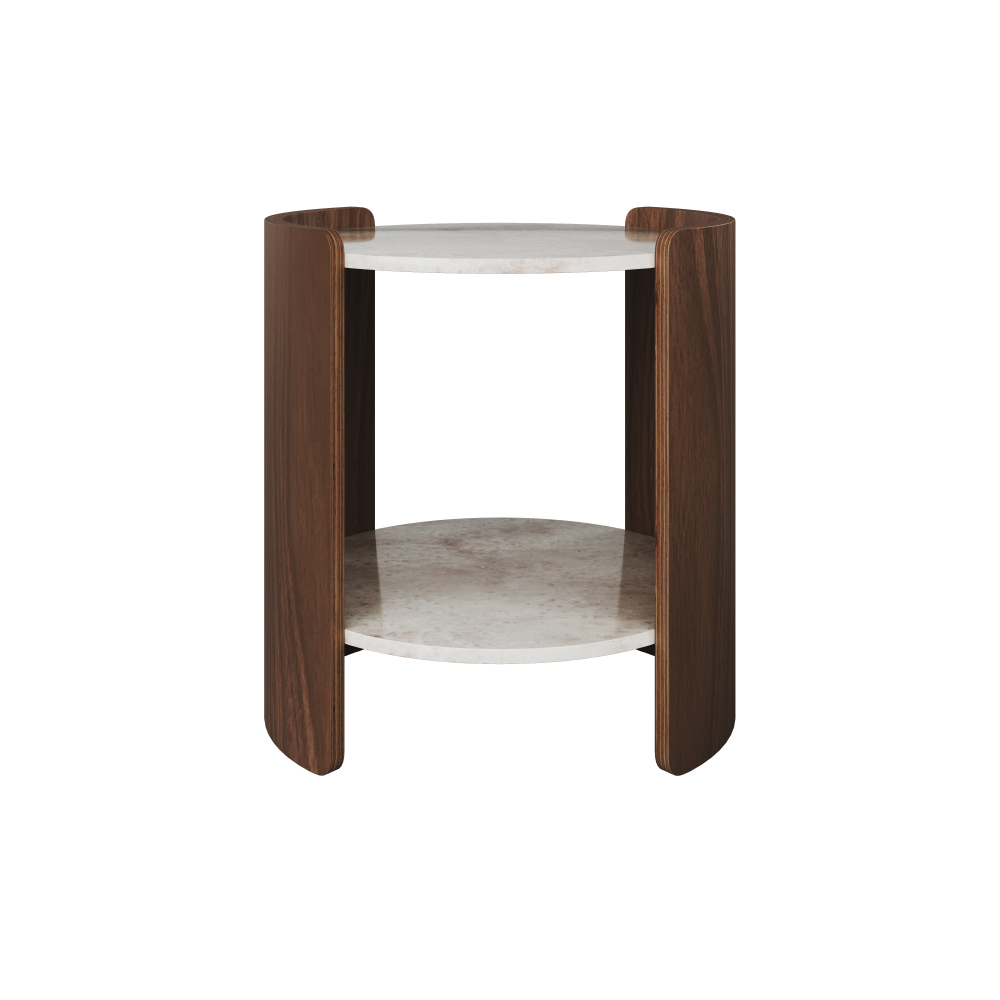 Столик Lagom Stone D 43 см высота 45 см (камень OV, орех)