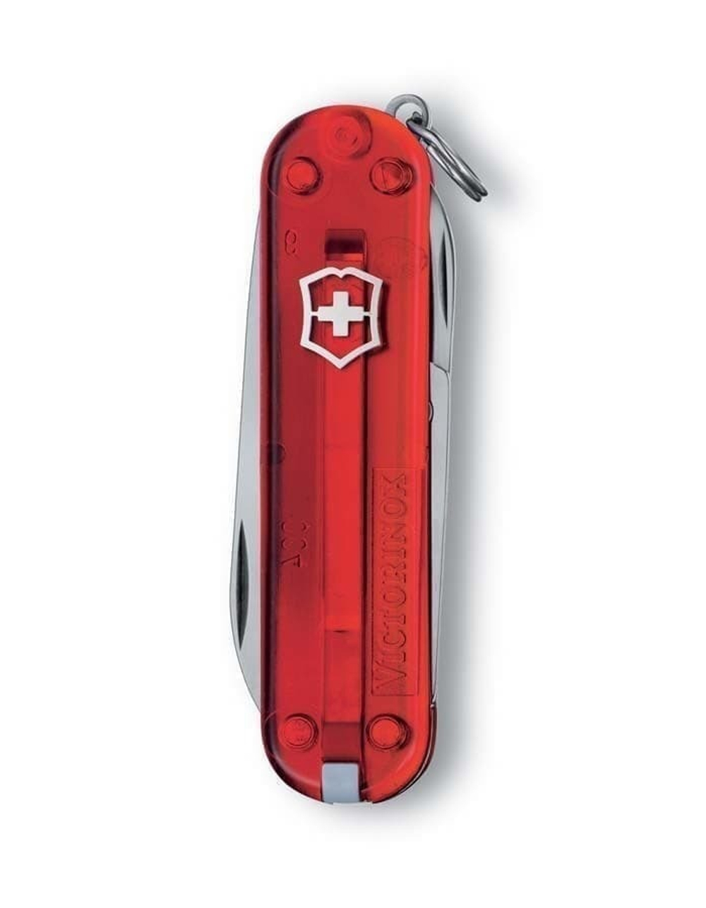 Нож-брелок VICTORINOX Classic SD, 58 мм, 7 функций, полупрозрачный красный