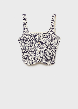 Приталенный льняной топ с цветами