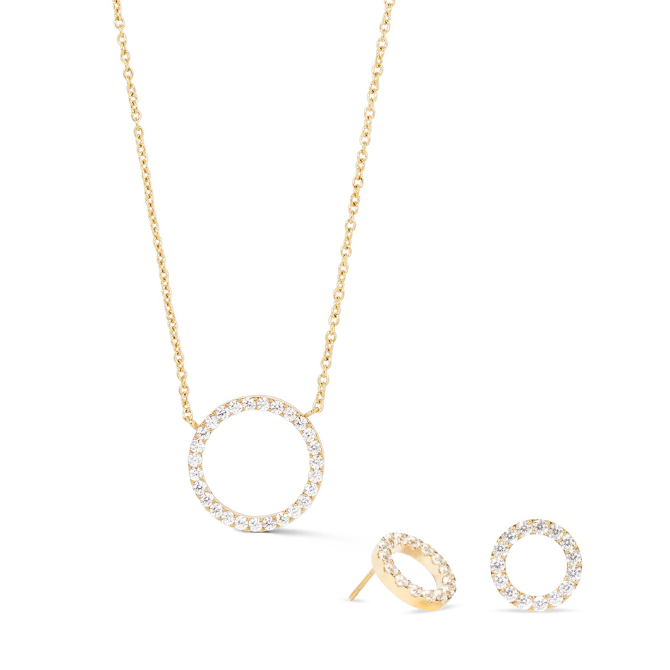 Комплект колье и серьги Coeur de Lion Crystal-Gold 2057/10-1816