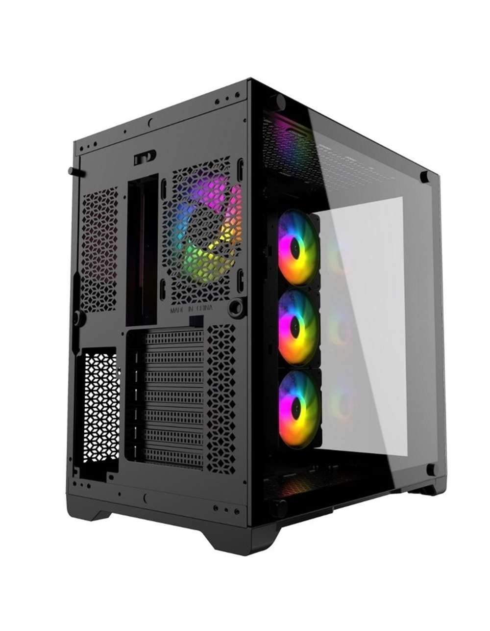 Powercase Vision Black, Tempered Glass, 4х 120mm 5-color fan, чёрный, ATX  (CVBA-L4)