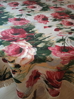 Гобеленовая скатерть Акварельные розы D 200 см