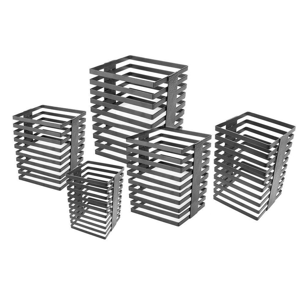 Подставка фуршетная стойка набор 5 шт квадрат Cutouts (15*15 см h15/23/30/37/47 см) черная P.L.