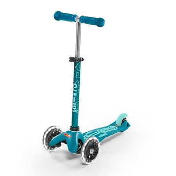 Самокат Mini Micro Deluxe Аква LED со стикерами Скутерзавры 15 шт