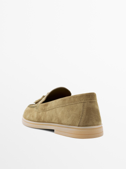 Massimo Dutti Лоферы из натуральной кожи с кисточками, серо-коричневый