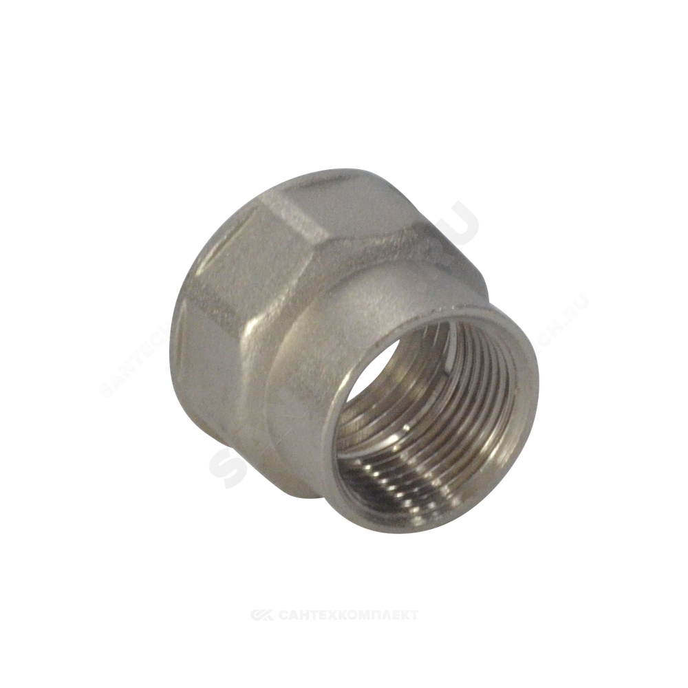 Муфта латунь никель переходная Ду 15х10 (1/2"х3/8") ВР/ВР RTP (РосТурПласт) 25170