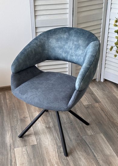 Стул EMBER 360 град. поворот. 7525-56 Синий, велюр/ ENJOY-315 Синий, ткань/ Черный