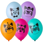 Набор латексных шаров с рисунком «Котики», 36 см, 5 шт