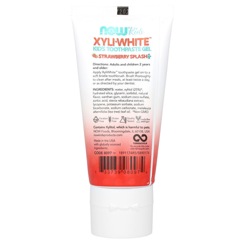 NOW Foods, XyliWhite, зубная паста-гель для детей, клубничный вкус, 85 г (3 унции)