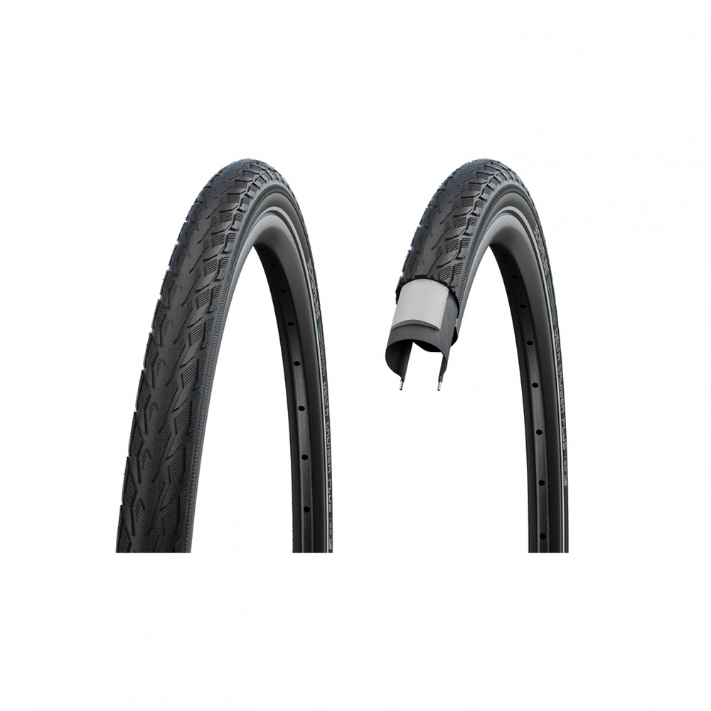 Покрышка 28x2.00 (50-622) 05-11159240.01 DELTA CRUISER PLUS PunctureGuard B/B-RT (светоотр полоса) GREEN HS431 SCHWALBE