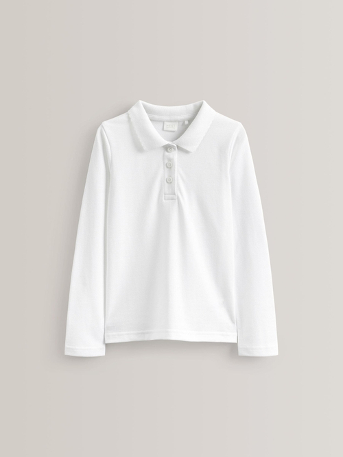 Поло с длинным рукавом школьное для девочки Next 792-172, 5 шт., Белый