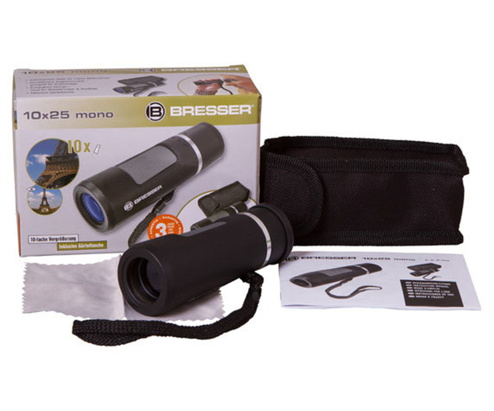 Комплект поставки монокуляра Bresser 10x 25 Black