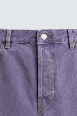 ZARA ДЖИНСЫ STRAIGHT FIT С ЭФФЕКТОМ ПОТЕРТОСТИ, ЛИЛОВЫЙ