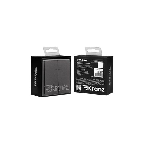 Выключатель STRONG 2 кл с подсветкой 10А с/у графит KRANZ