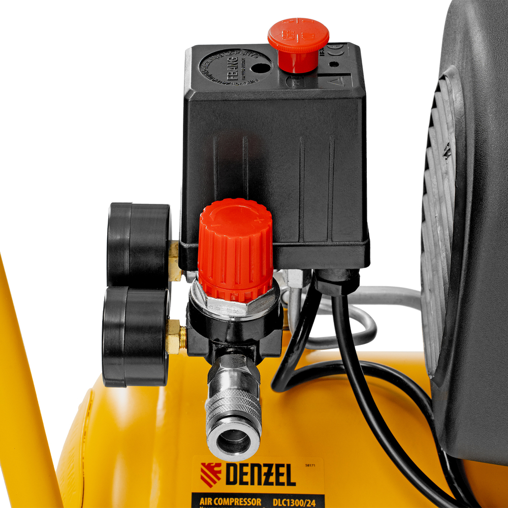 Компрессор воздушный DLC1300/24 безмасляный 1.3 кВт, 24 литра, 206 л/мин Denzel