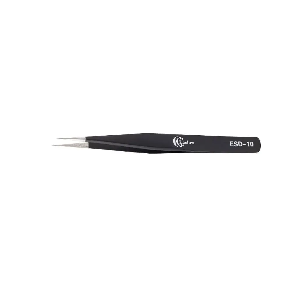 Пинцет для наращивания ESD-10 черный с острыми кончиками, CC Lashes
