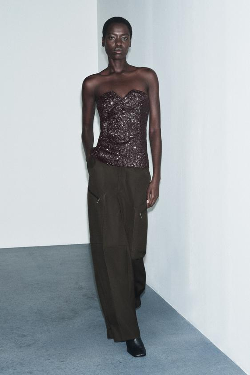 ZARA БРЮКИ КАРГО НА МОЛНИИ ZW COLLECTION LIMITED EDITION, ТЕМНЫЙ ХАКИ