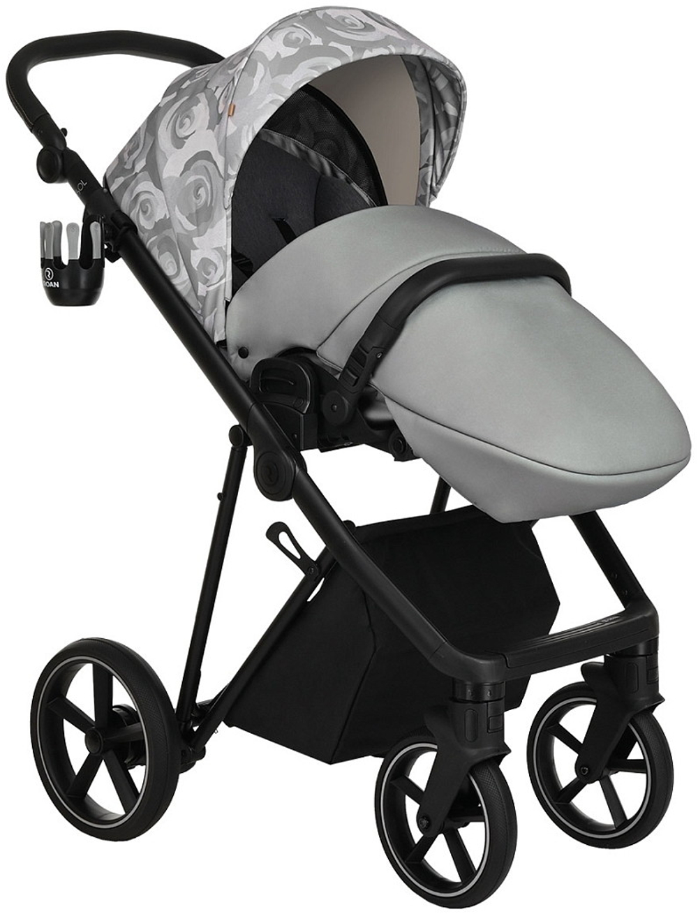 Детская коляска Roan Sol Flowers 3 в 1 с автокреслом Pituso Baesa Pro Black,Beige Canopy RSF/5002 Gray/Black