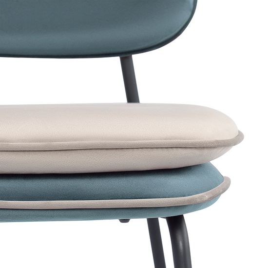 Стул полубарный с контрастным кантом pea, велюр, сине-зеленый/бежевый