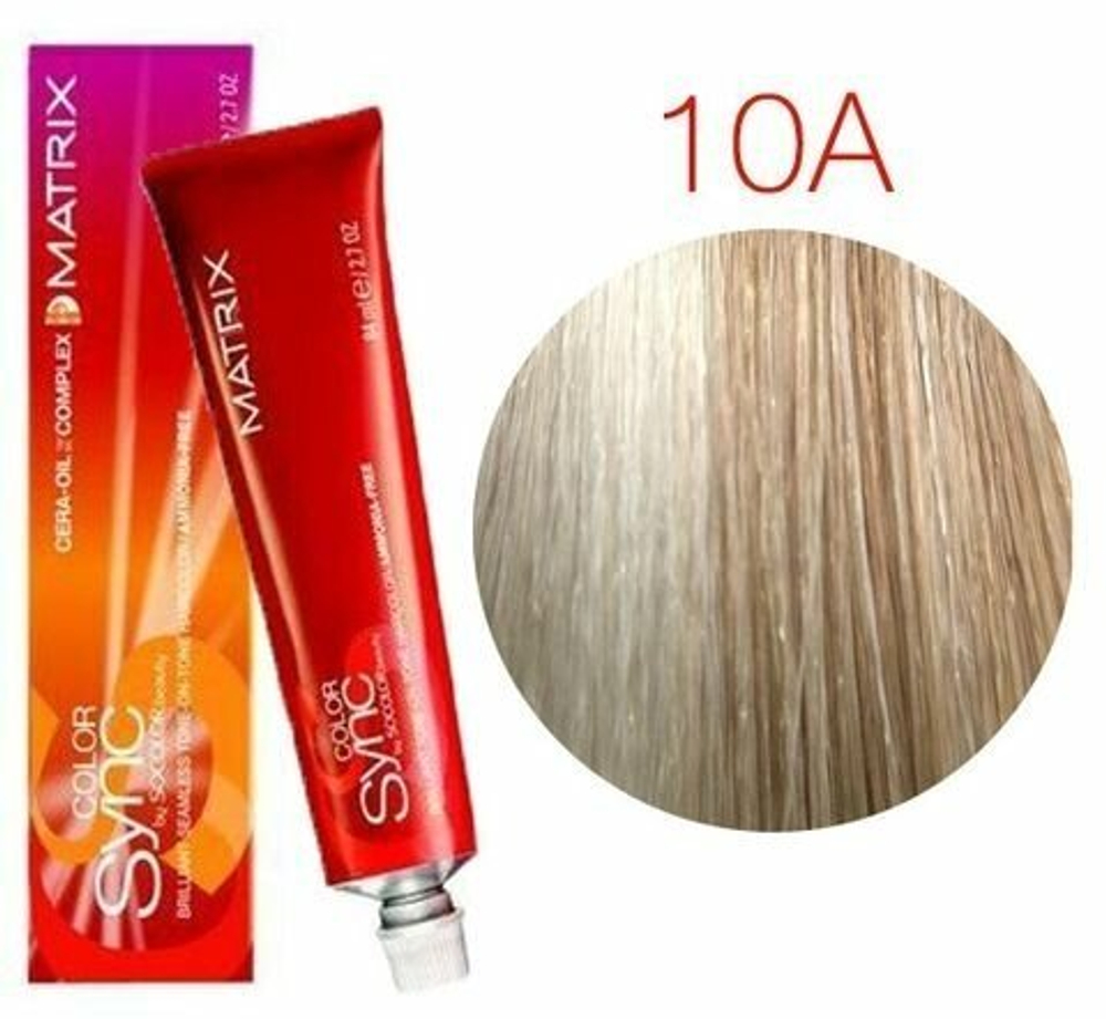 Matrix Краска для волос без аммиака SoColor Sync Pre-Bonded 10А Очень-очень светлый блондин пепельный, 90мл