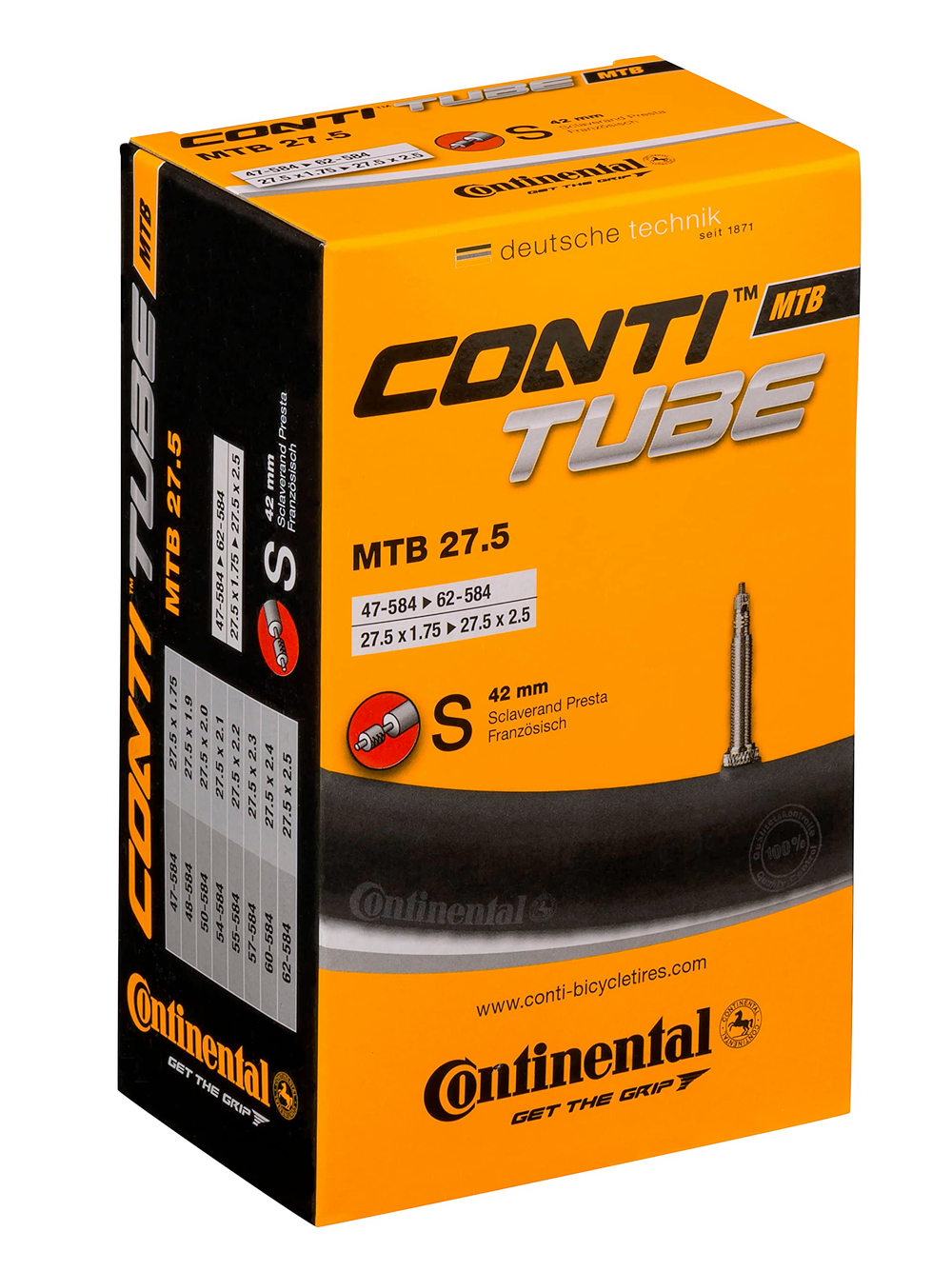 Камера 27.5"x1.75-2.40 спорт 42мм 02-0182311 47-584-62-584 MTB 27.5 CONTINENTAL