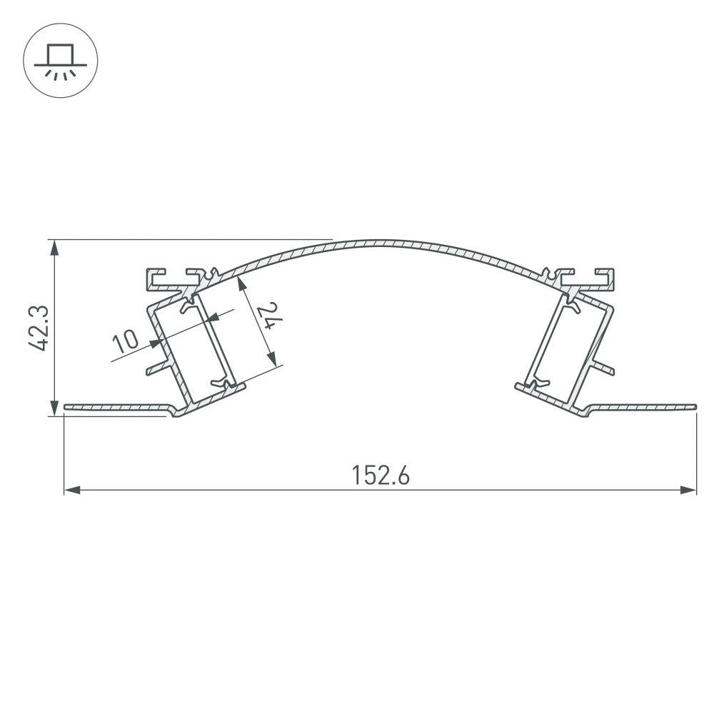 Профиль с экраном ALM-ARC-DOUBLE-2000 ANOD+FROST (Arlight, Алюминий) 029852