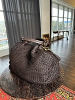 Женская плетеная сумка из натуральной винтажной кожи коричневого цвета