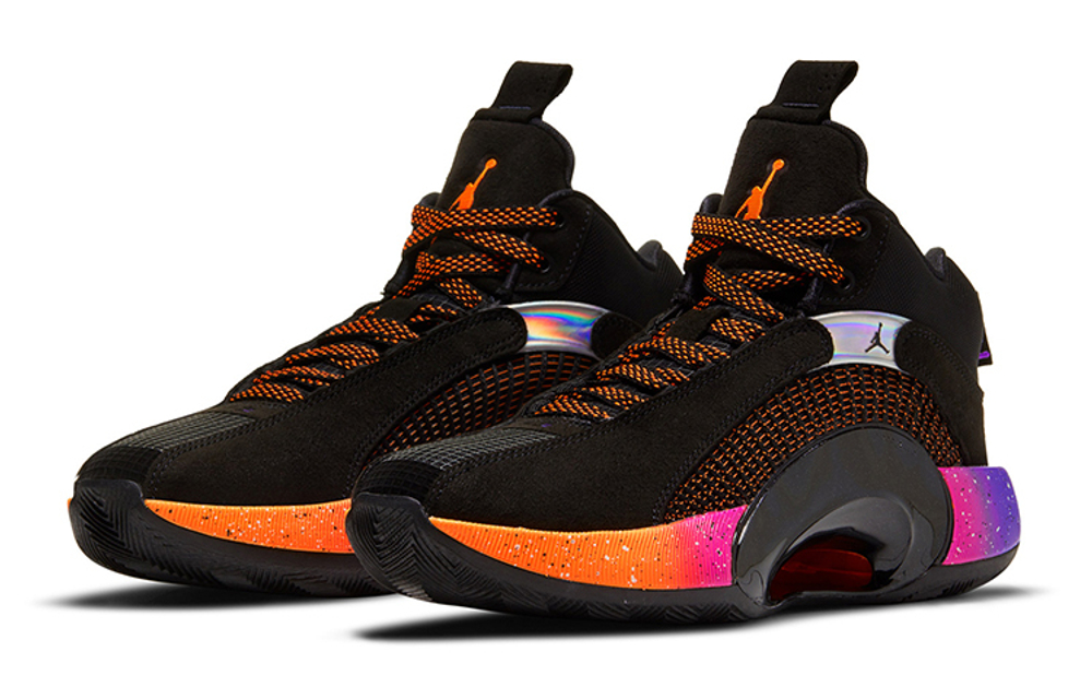 Big boy Jordan Air Jordan 35 "Sunset" Sunset actual combat non-slip shock absorption wear-resistant mid-top basketball shoes black Orange