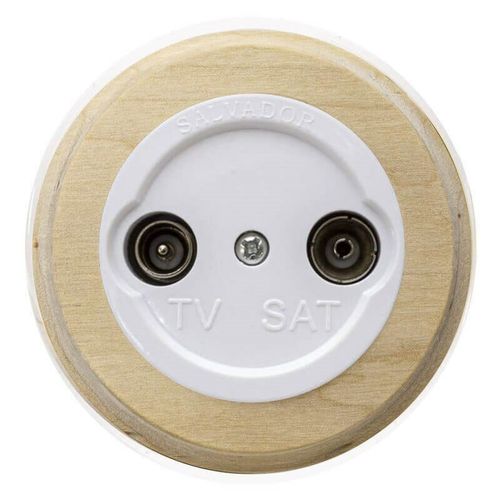Ретро розетка ТВ пластиковая, белая, круглая, Salvador, PL.TV.1W.TNK / TV