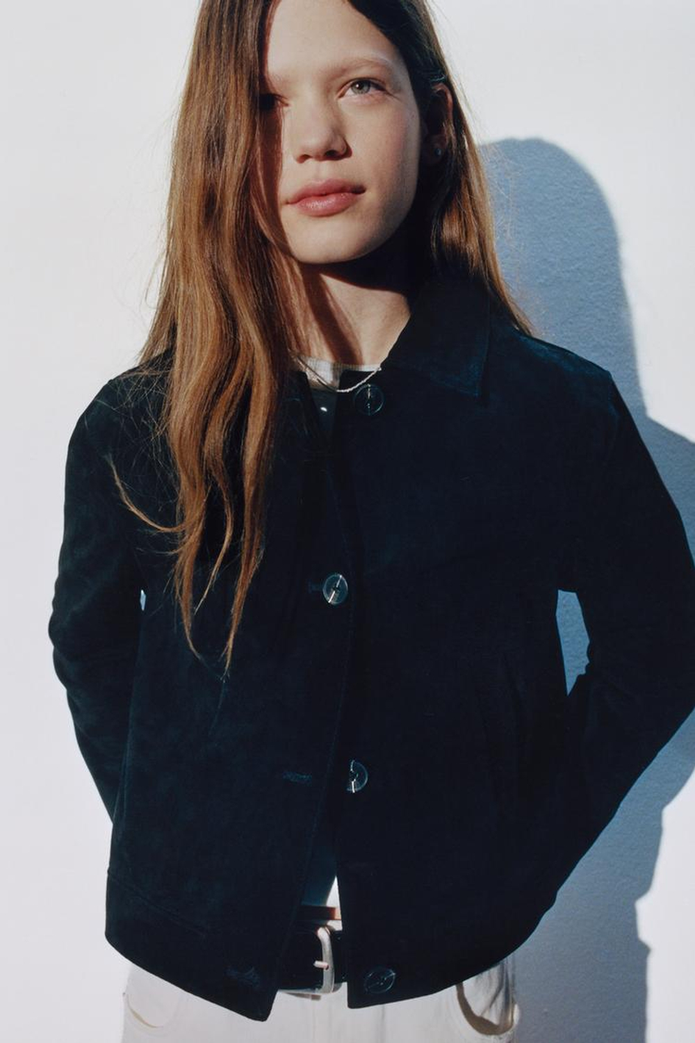 ZARA КУРТКА ИЗ 100% КОЖИ, ЧЕРНЫЙ