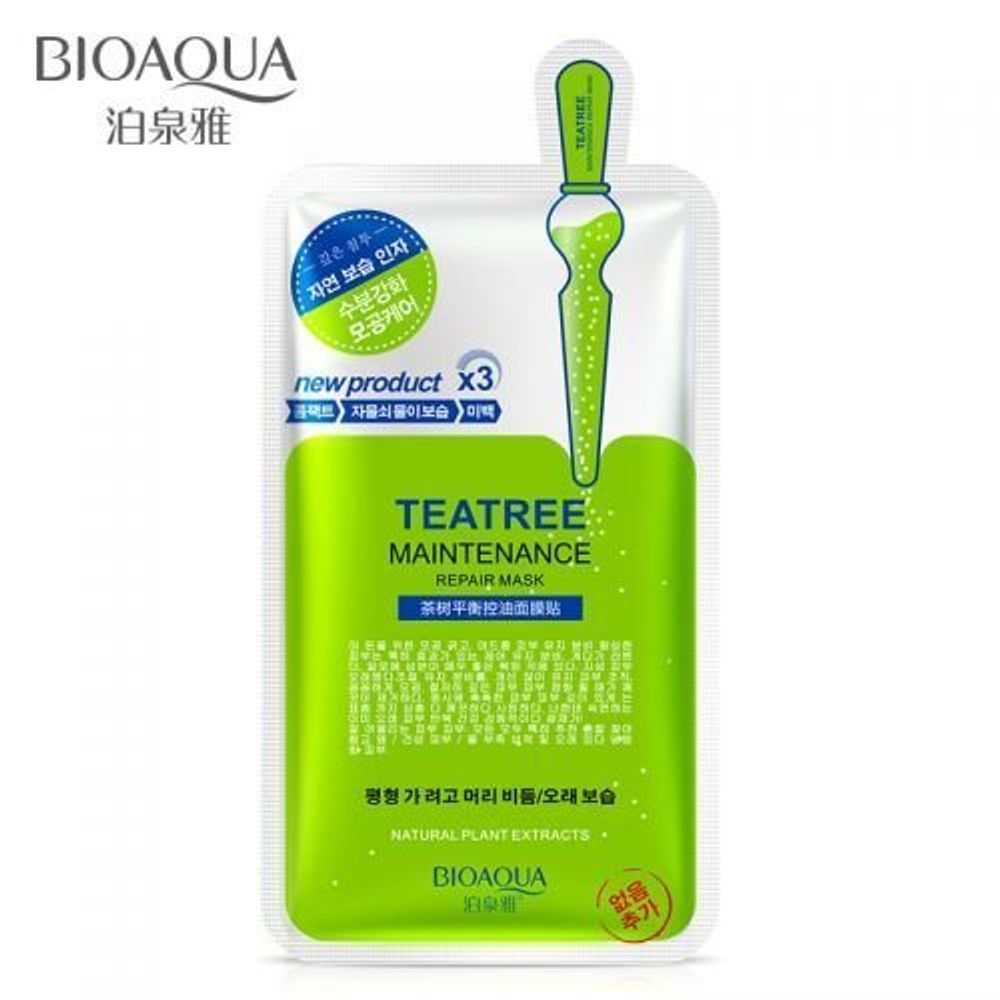 Маска для лица Bioaqua Teatree Maintenance Repair Mask для проблемной кожи с экстрактом чайного дерева, 30 г