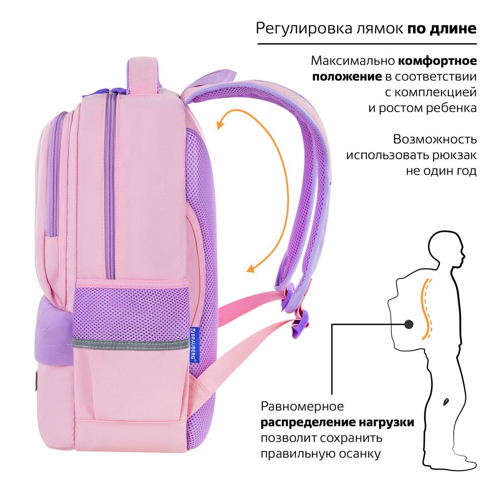 Рюкзак BRAUBERG STAR, 1 отделение, 5 карманов, "Capybara", розовый, 272062