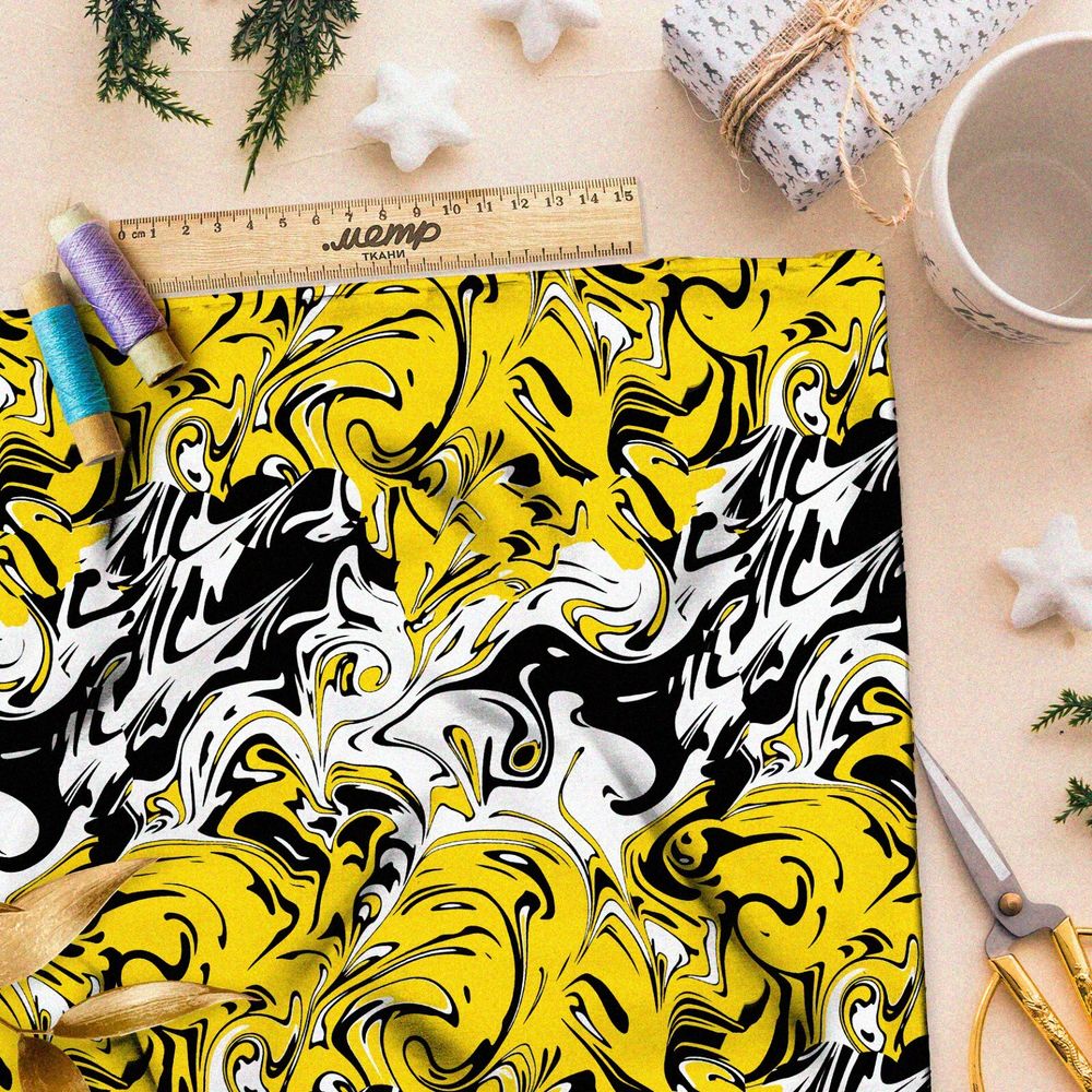 Ткань бифлекс жидкое жёлтое такси