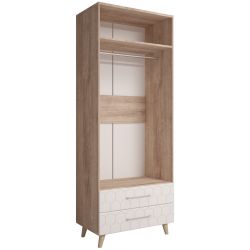 Шкаф двухстворчатый "Войтек" М-1 (дуб баррик светлый/белый матовый), ЛДСП/МДФ, Комфорт-S, г. Ижевск