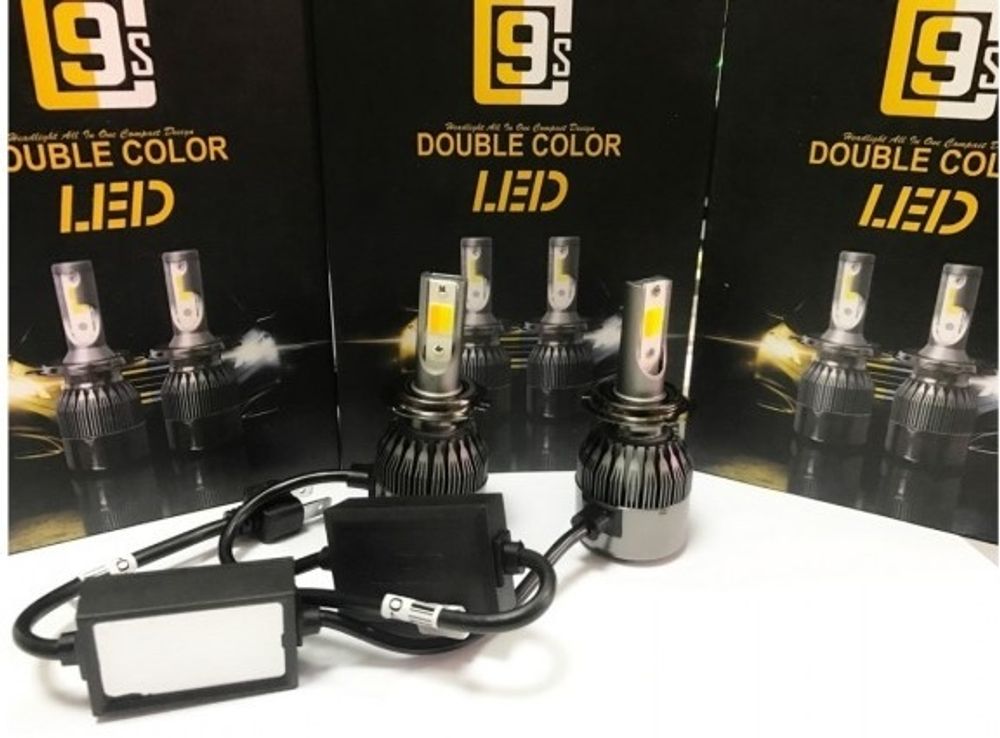 Лампа H7 12V LED 36W/3800LM 6000K 2 шт белый/желтый (C9)