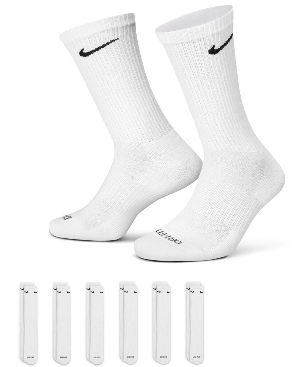 Теннисные носки Nike Everyday Plus Cushion Crew Socks 6P - белый