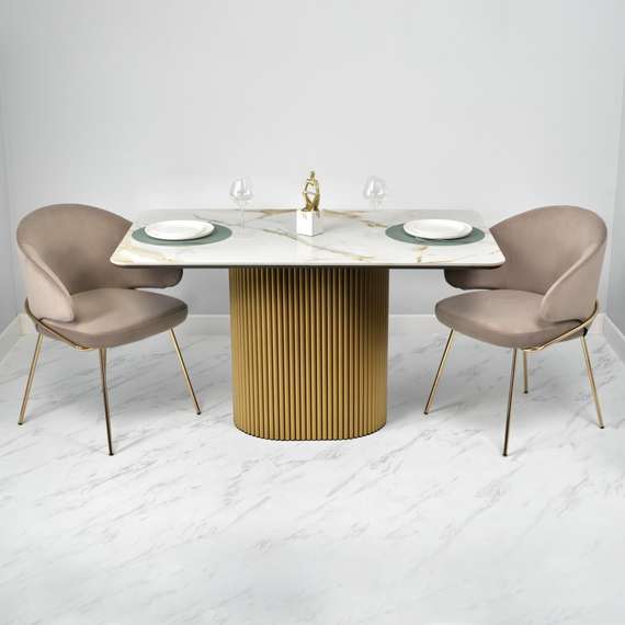 Стол Festa 140x85x77см, керамогранит Calacatte gold мрамор