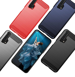 Чехол для Honor 20 (Honor 20S, 20 Pro, Huawei Nova 5T) цвет Gray (серый), серия Carbon от Caseport