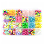 Набор для создания украшений-бусины Alingar, 185х130х18мм, "Colored beads", 9 вид. бус., 2х1,2 м леска, пластик.пенал с европод.