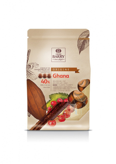 Шоколад Cacao Barry GHANA 40,5% Молочный кувертюр (Пакет 1 кг)