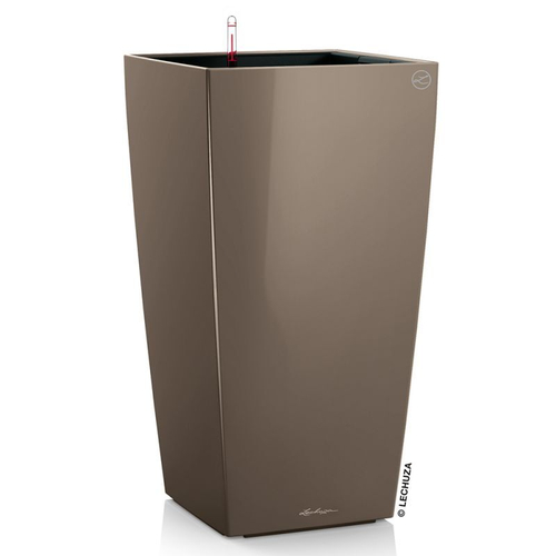 Кашпо Lechuza "Cubico Complete taupe high gloss" (пластик), 40x40xH75 см