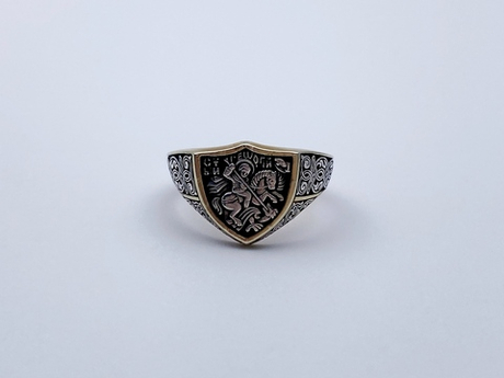 Кольцо из серебра/Позолота/Георгий Победоносец