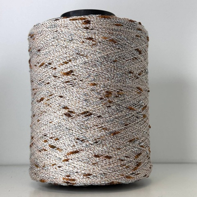 CRISTALLO - Luxury Production by Ri.Go; 75% хлопок, 15% люрекс, 10п/а; 700м/100гр; col. 4033, цвет: бежевый с серебряным люрексом «шишечками» и коричневыми «шишечками»; S715 MP